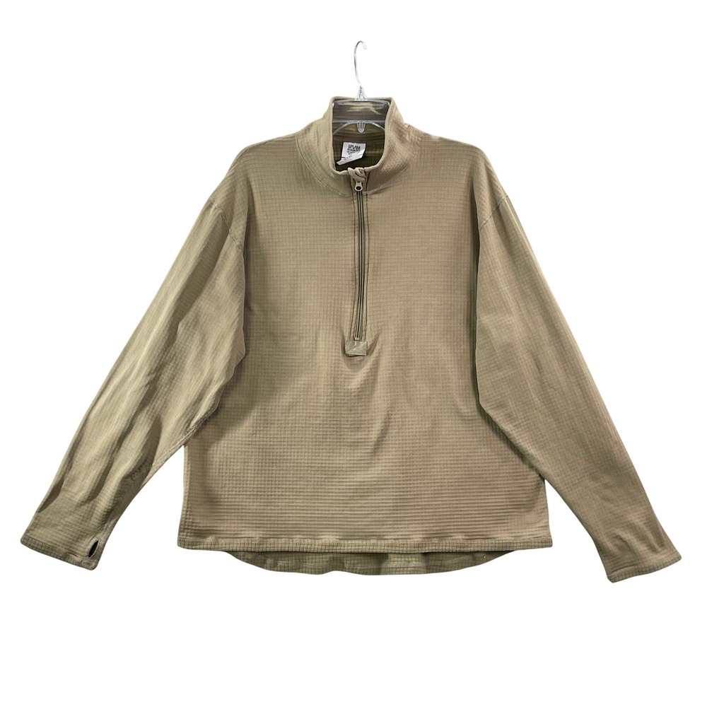 Military Gen III Level 2 Shirt Mens XL Coyote Brown Waffle Grid Fleece 1/4 Zip